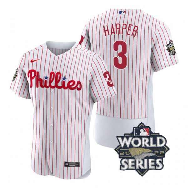 Phillies 3 Bryce Harper White Nike 2022 World Series Flexbase Jersey,We sell and wholesale Phillies 3 Bryce Harper White Nike 2022 World Series Flexbase Jersey on line form chian!